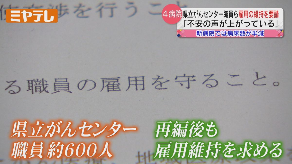 【4病院再編】「県立がんセンター」職員など　「再編後の雇用維持」を要請（宮城）