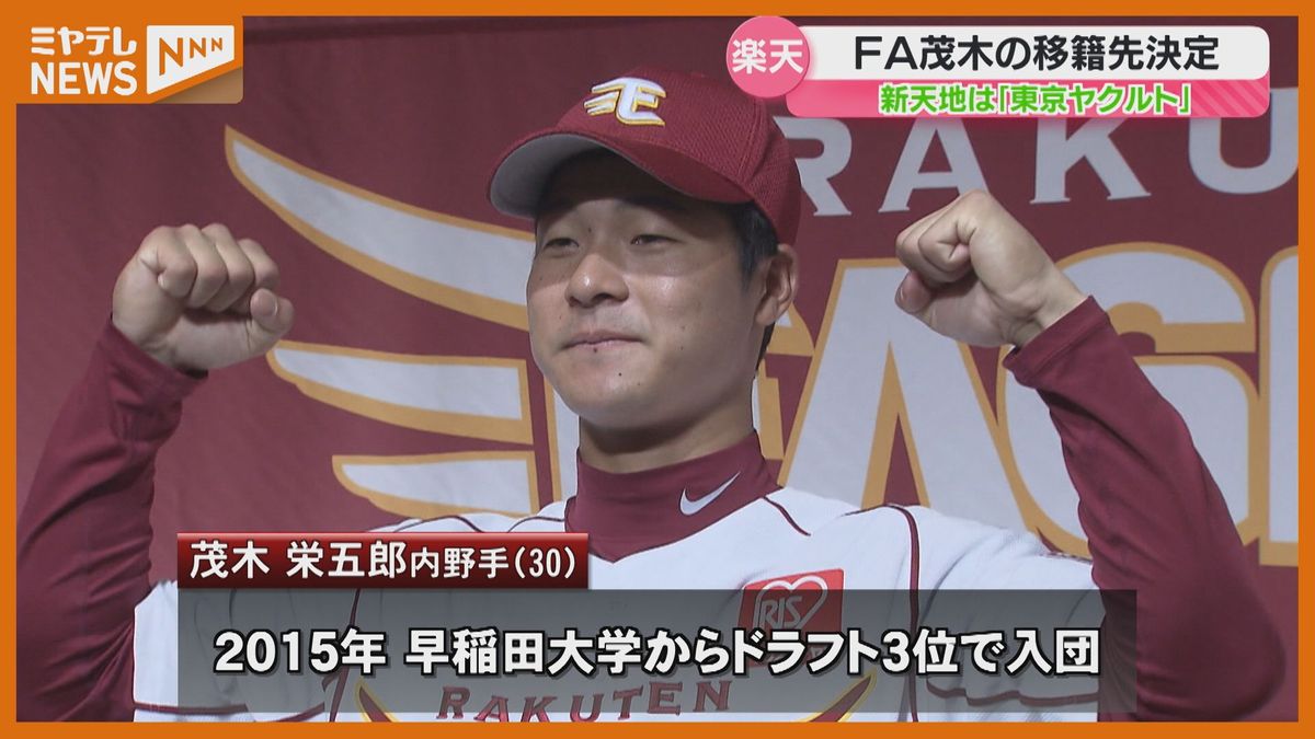 楽天からＦＡの茂木選手　新天地は「東京ヤクルトスワローズ」