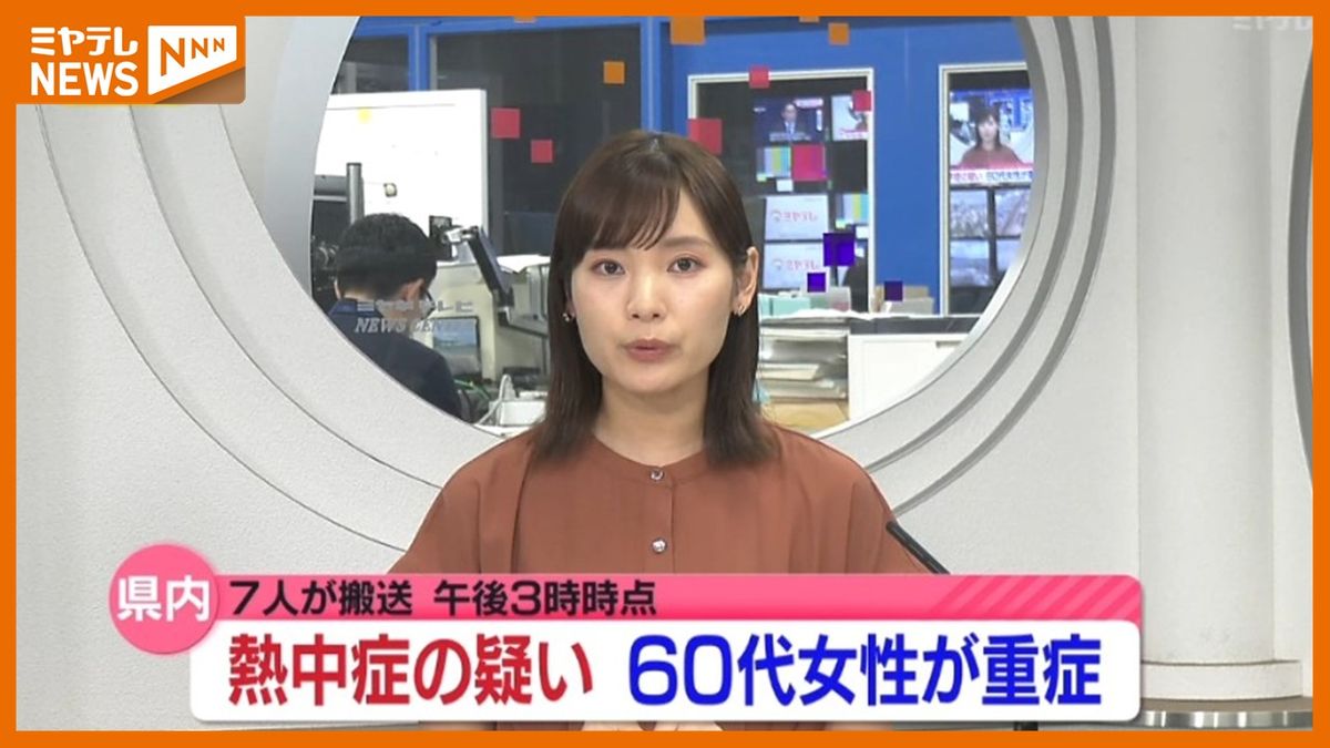 ＜熱中症とみられる症状＞宮城で7人搬送　このうち60代女性1人が重症 （14日・午後3時時点）