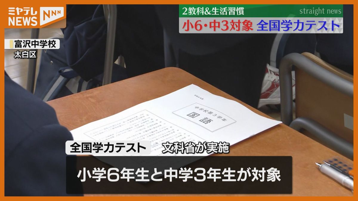 「全国学力テスト」始まる　去年は仙台市以外の小中学校で全国平均下回る結果＜宮城県＞