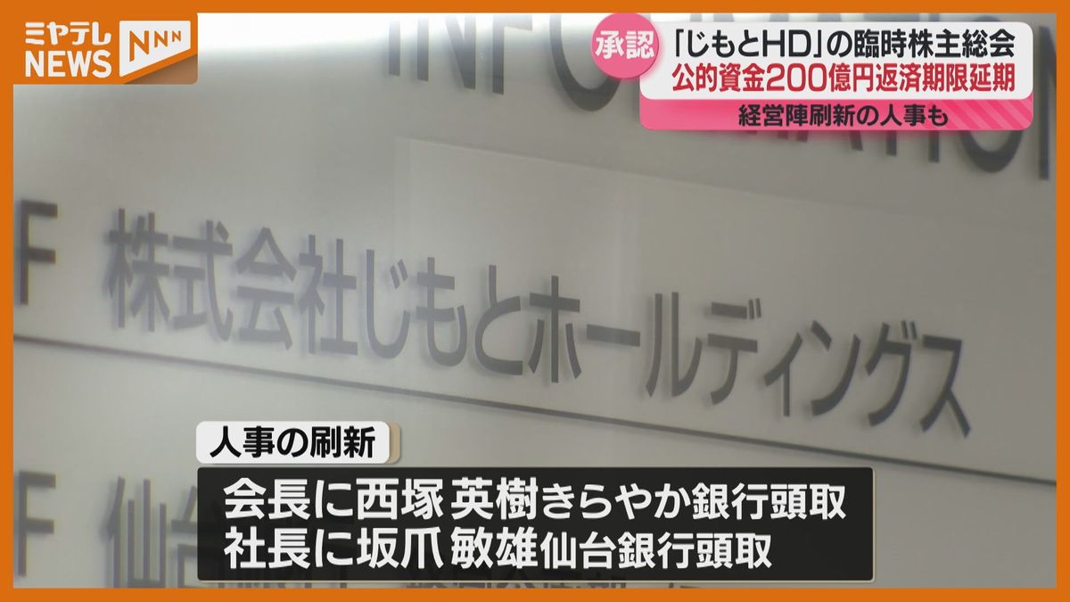 ＜じもとホールディングス＞ 臨時株主総会　”公的資金200億円の返済期限延期や経営陣刷新”を承認