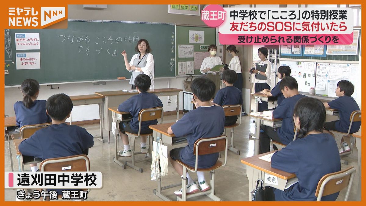 ＜悩み抱えて自ら命を絶たないよう＞『SOS』の出し方学ぶ出前授業　『落ち込んだら、友達が教えてくれた長所を思い出して…』（宮城・蔵王町の中学校）