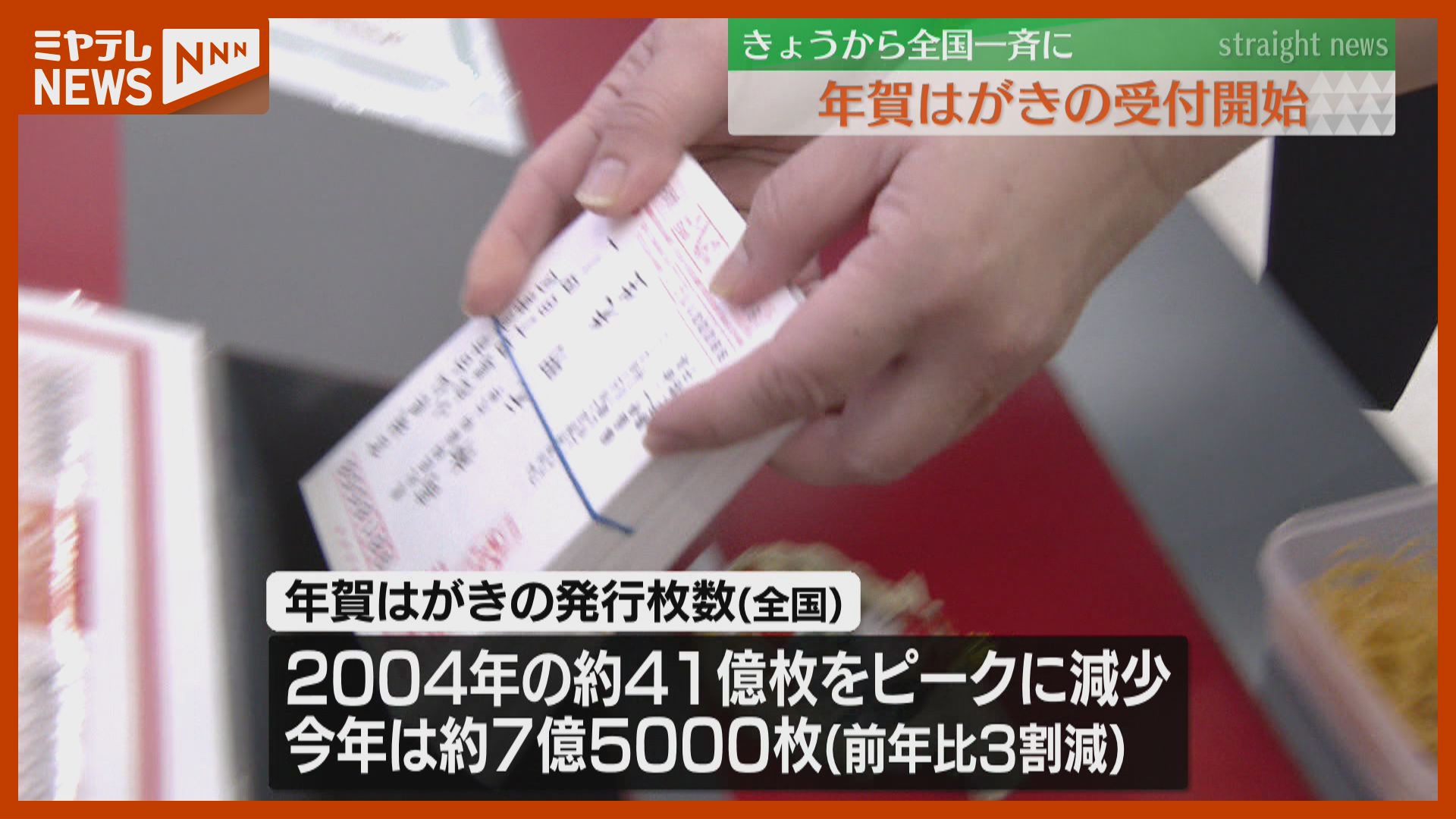 1枚1枚手書きの部分を添えながら…」年賀はがきの受付始まる（仙台中央