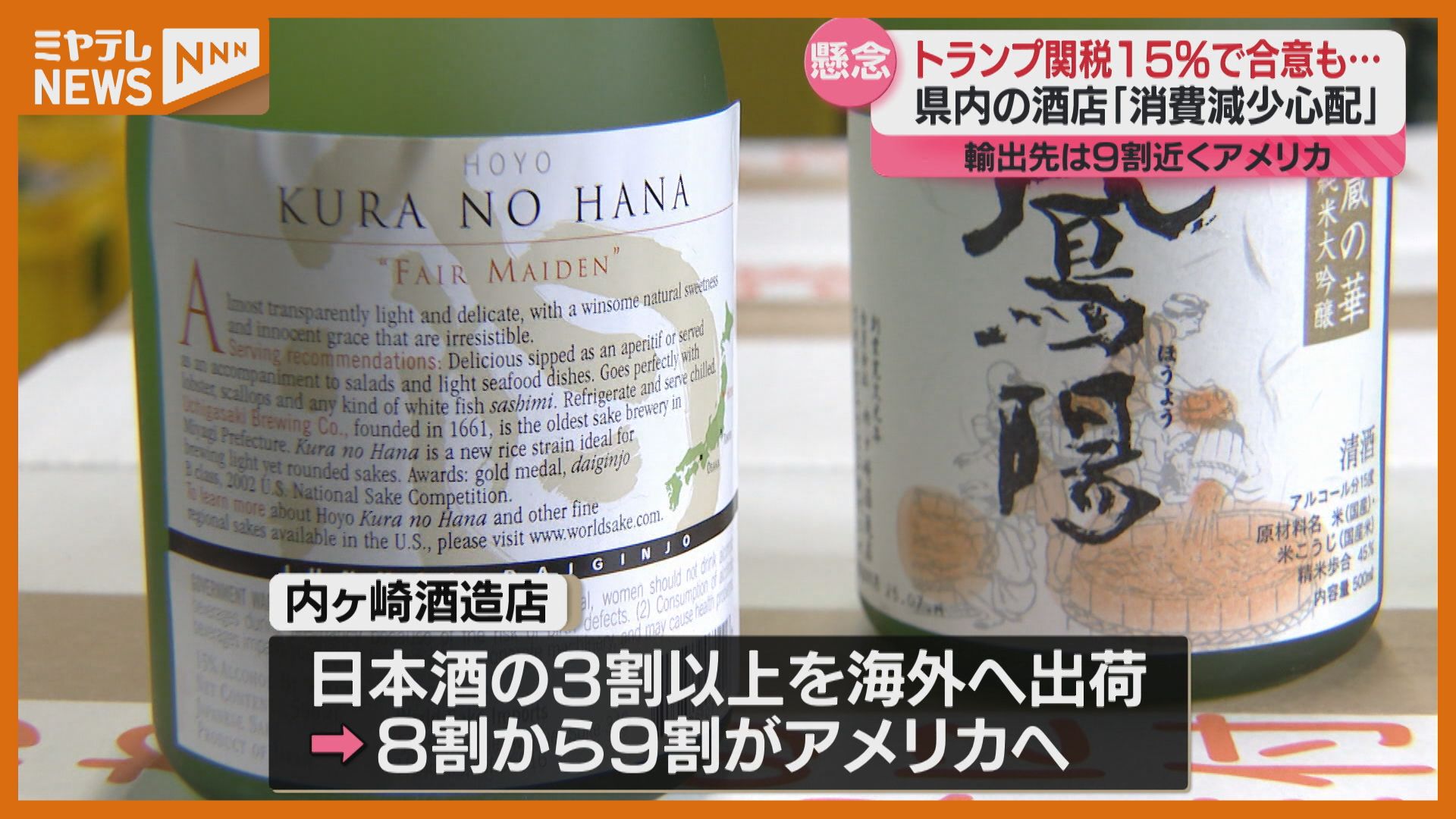 トランプ関税＞“15％”で合意、アメリカへ輸出する酒造店…消費減少を