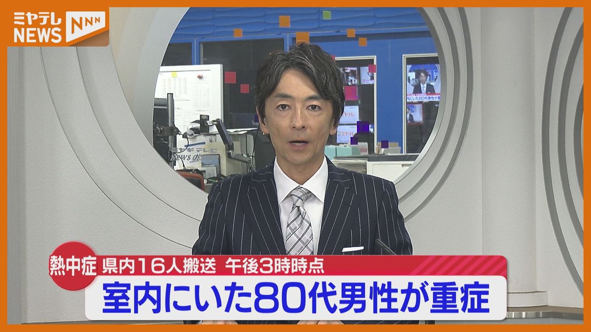 熱中症疑いで16人救急搬送　うち80代男性1人重症　宮城