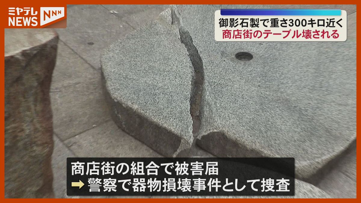 酒の勢いで…？商店街にある重さ300kgもの御影石製テーブルが何者か 