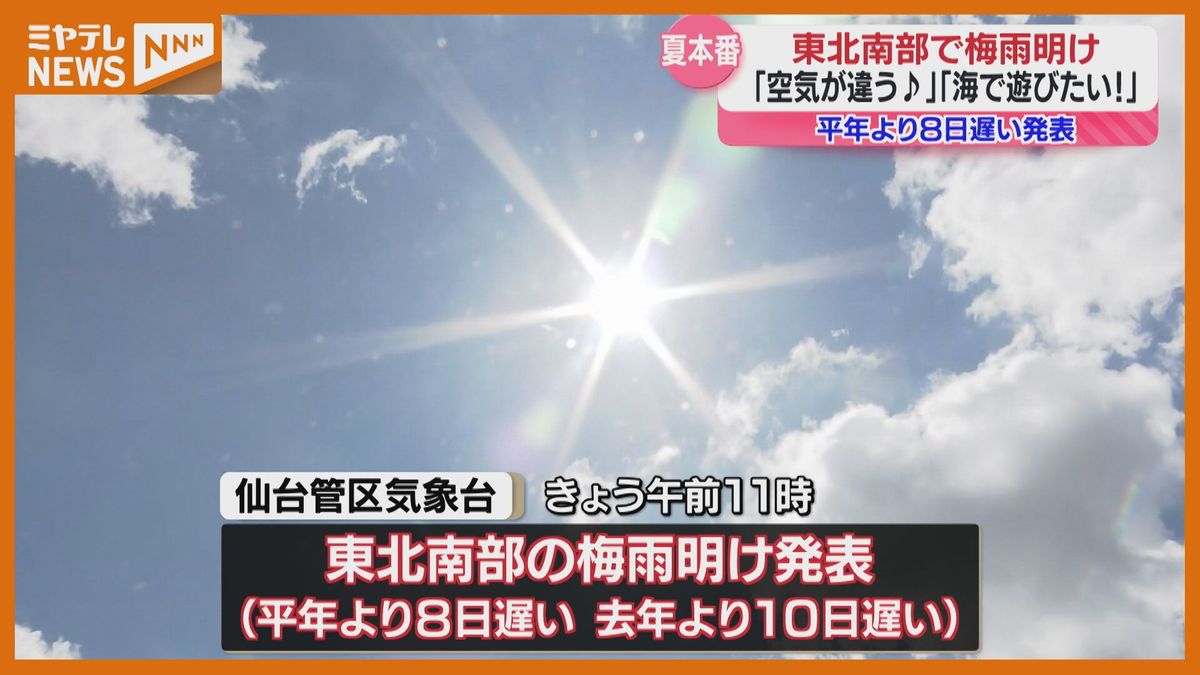 東北南部で梅雨明け発表　平年より８日遅く　あす以降も厳しい暑さ＜宮城＞