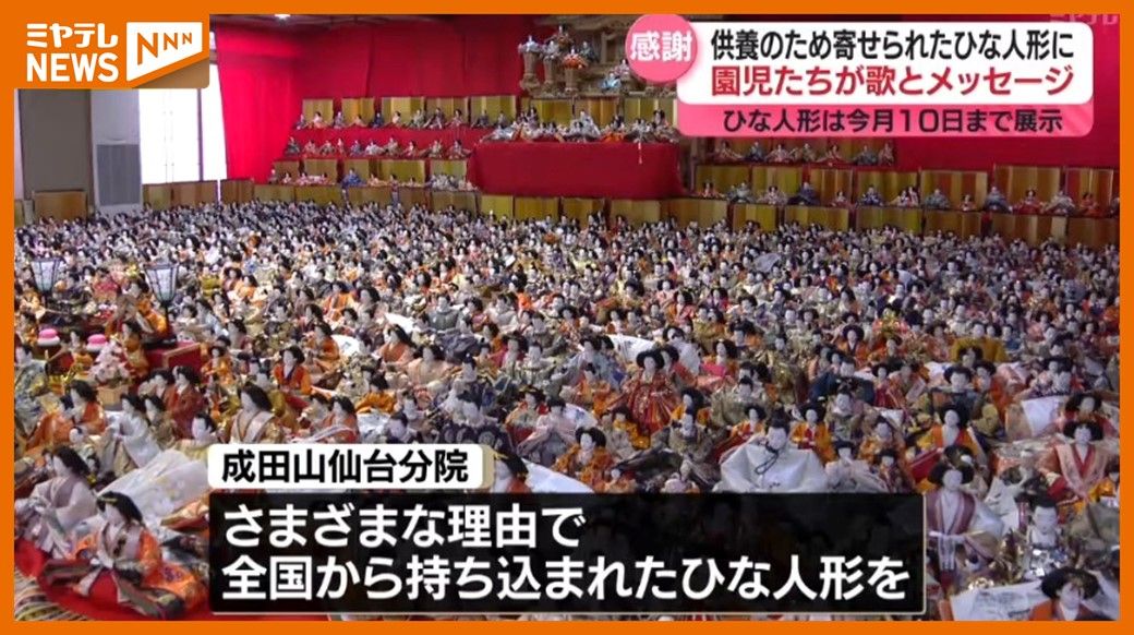 ひな人形2000体、保育園児 人形に感謝の気持ち伝える…3月3日は桃の節句（仙台市）