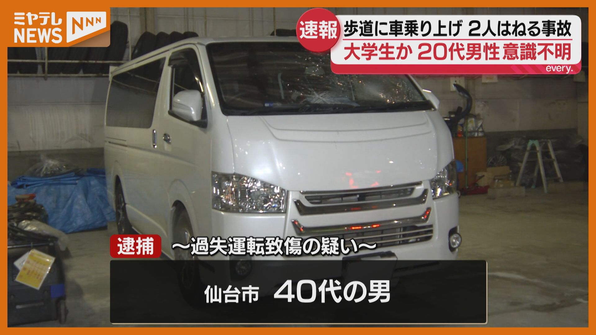 誤って歩道に突っ込んで…」ワンボックスカーが歩道に乗り上げ2人はねる