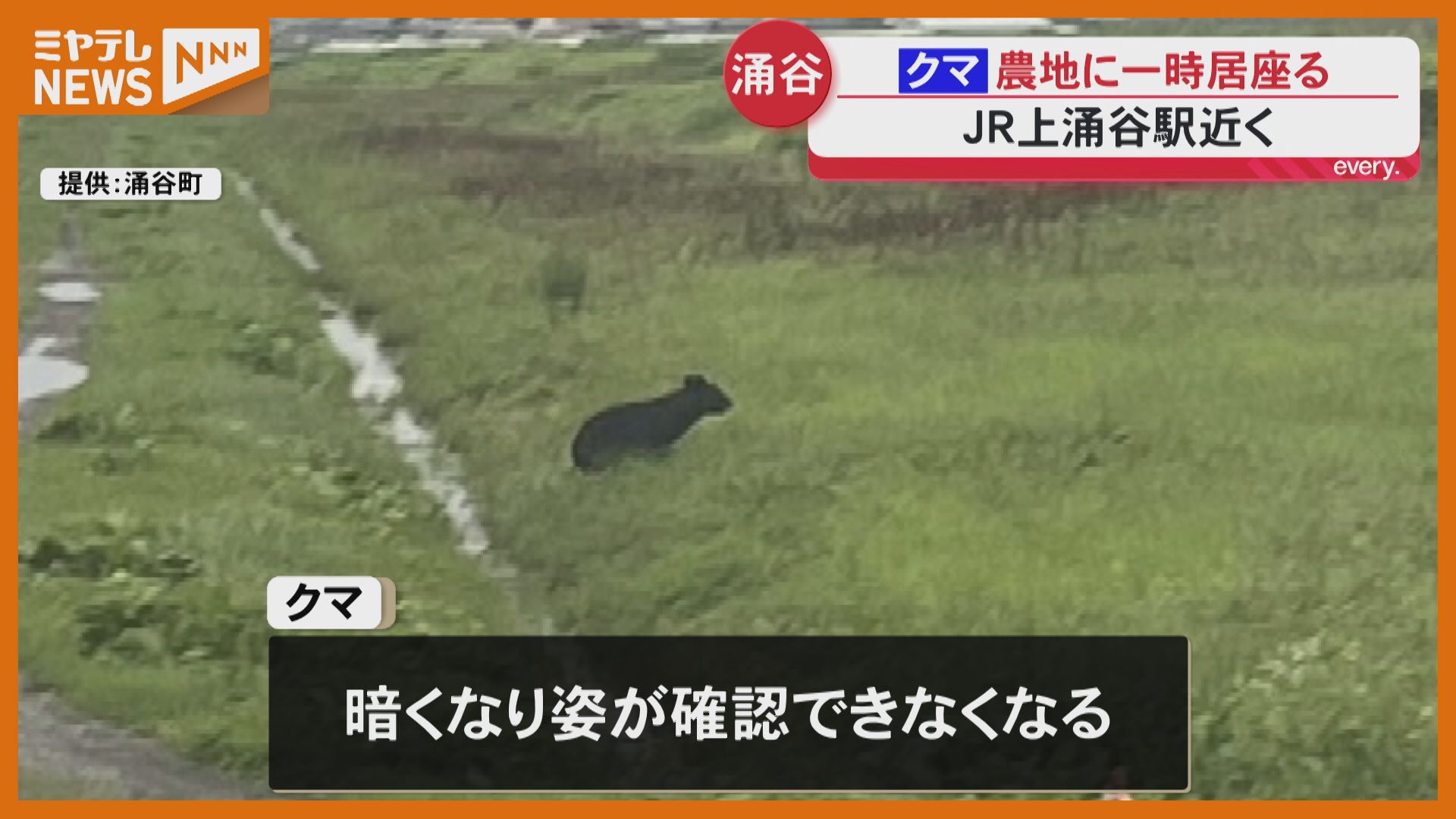 農地に一時居座る」JR上涌谷駅の近くでクマ目撃 警察が監視＜宮城