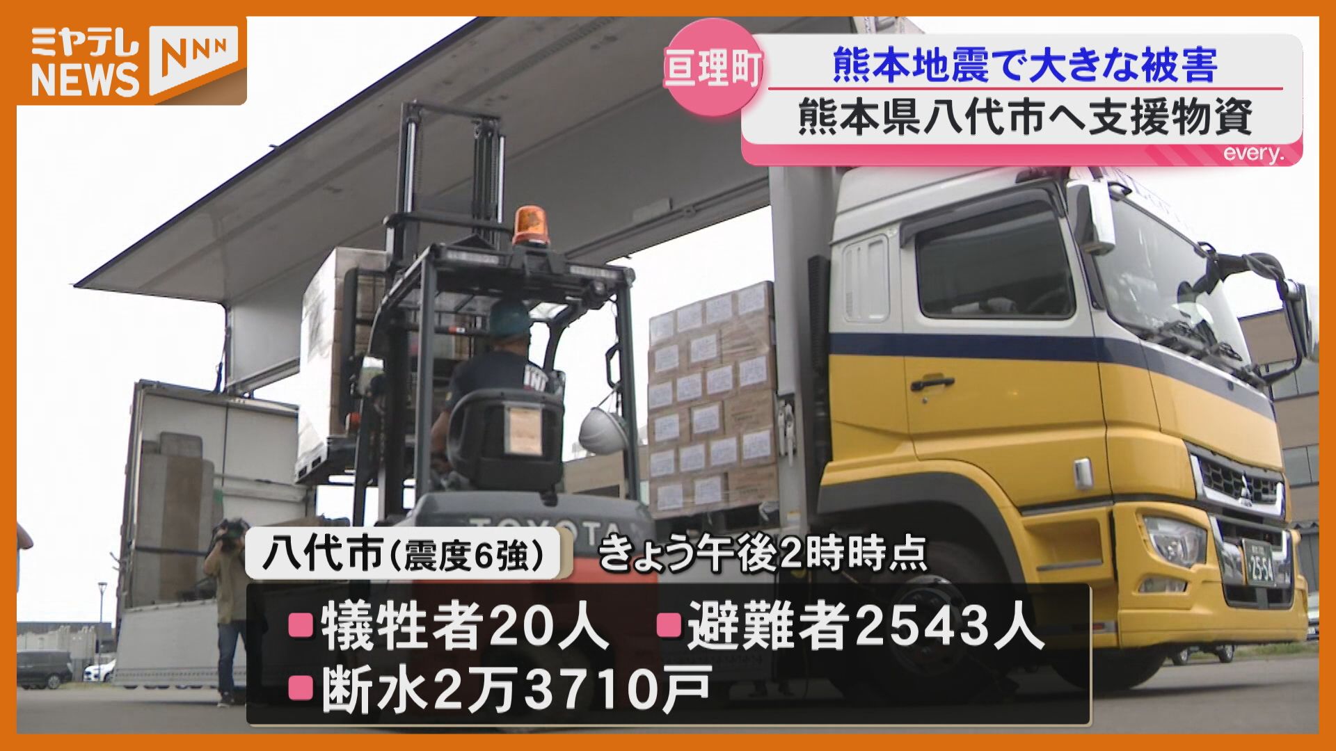 一日も早く元気に」熊本地震の被災地へ 亘理町が支援物資を発送＜宮城