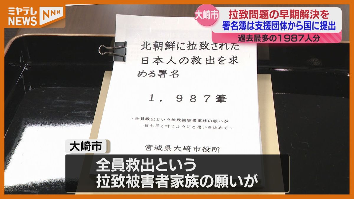 拉致された全員救出願う、大崎市で集められた署名…支援団体に手渡される（宮城）