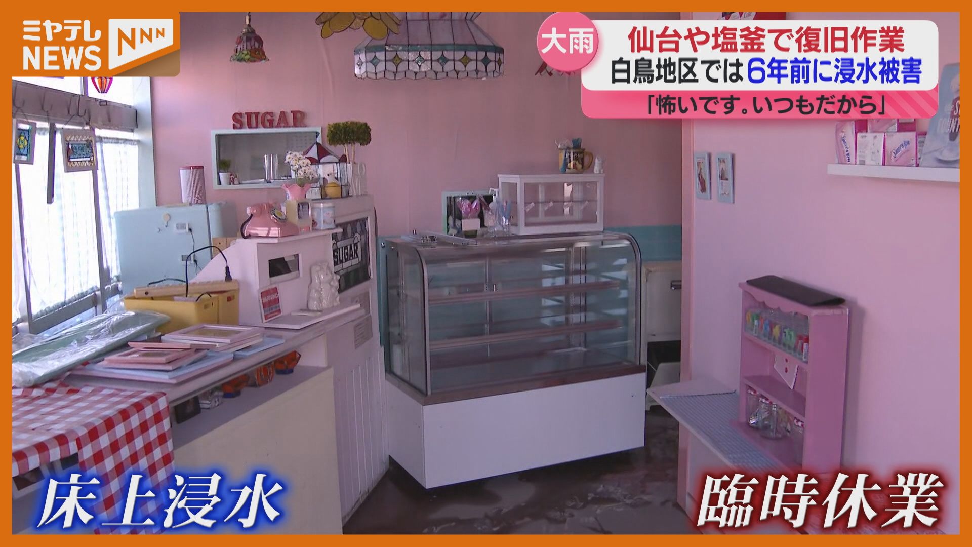 車の水没や住宅への浸水…店舗では臨時休業 大雨から一夜明け復旧作業