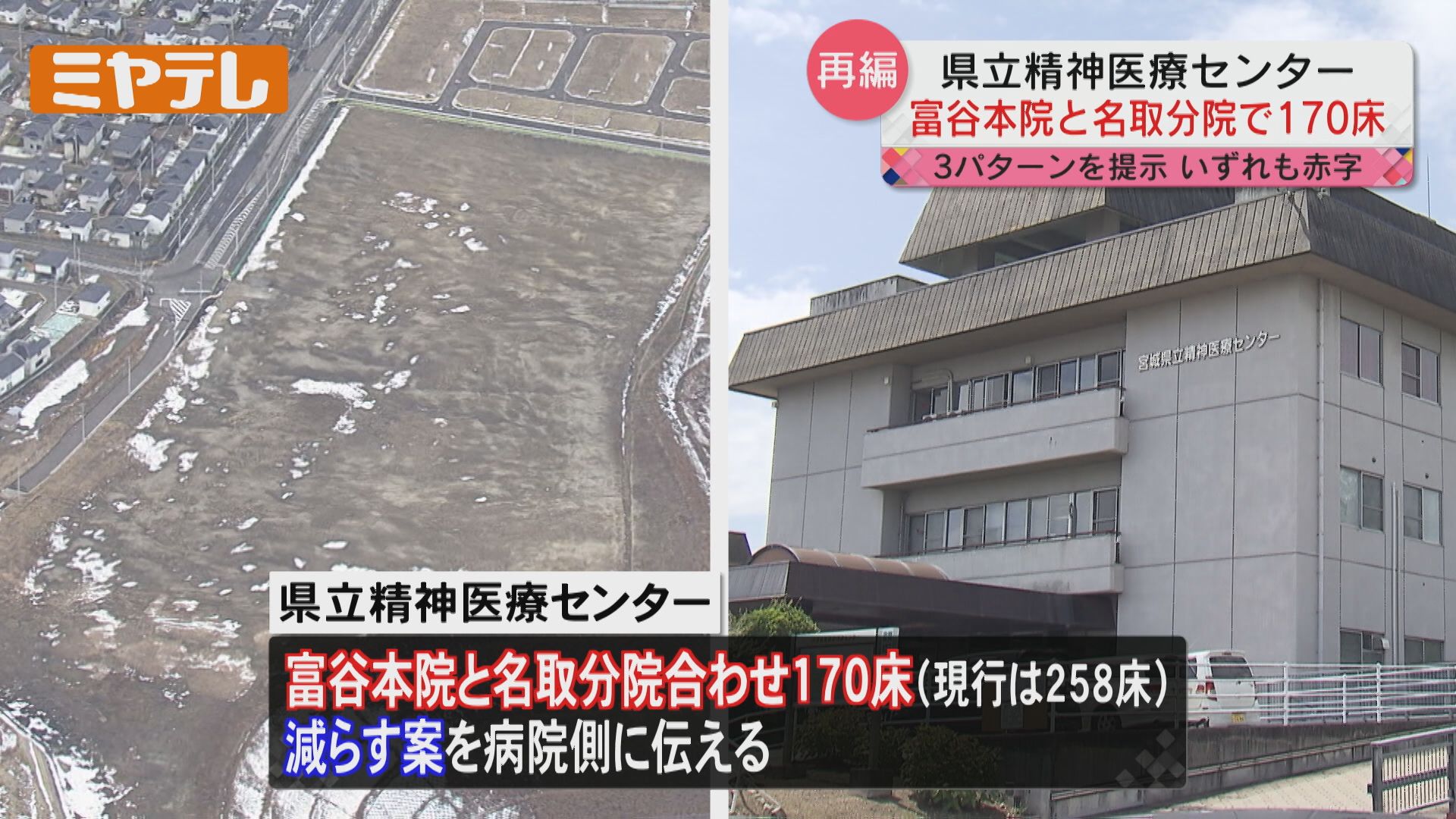4病院再編】「県立精神医療センター」の病床数 現行「258床」⇒本院