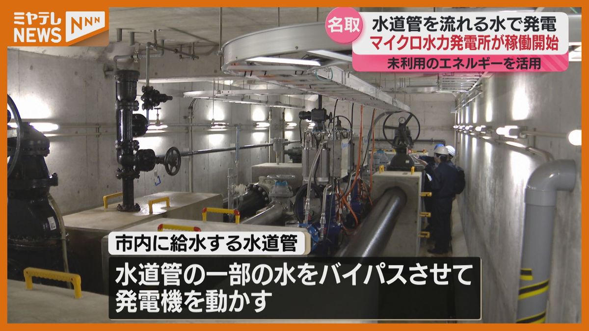 ＜水道管流れる水利用して発電＞小規模な発電施設「マイクロ水力発電所」　名取市で稼働（宮城）