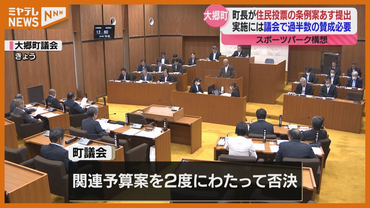 改めて住民投票実施へ　スポーツパーク構想で揺れる大郷町議会開会「町民の意見を聞いて判断する」宮城