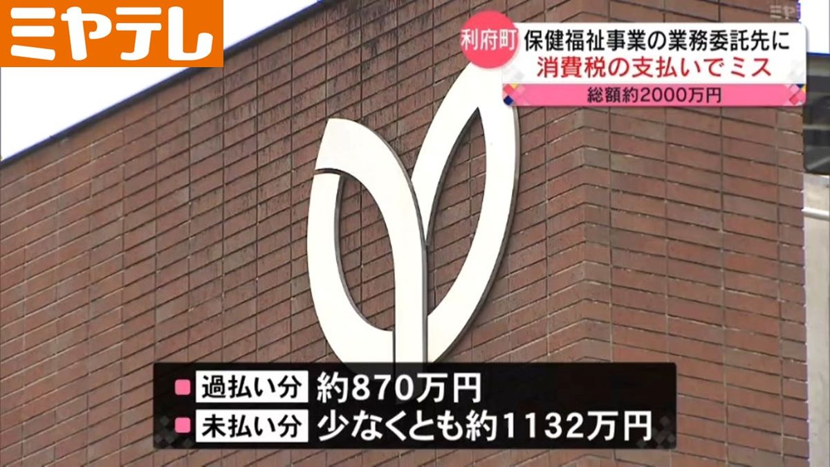 【消費税の「過払い・未払い」が総額2000万円】保健福祉事業に関して業務委託した法人に対して（宮城・利府町）