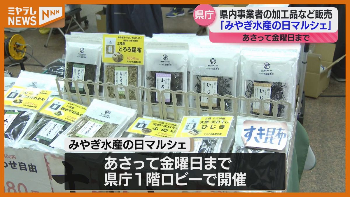 明太子、三陸サバ、アナゴ飯…宮城県庁に水産品がずらり「子どものお土産に」14日まで開催