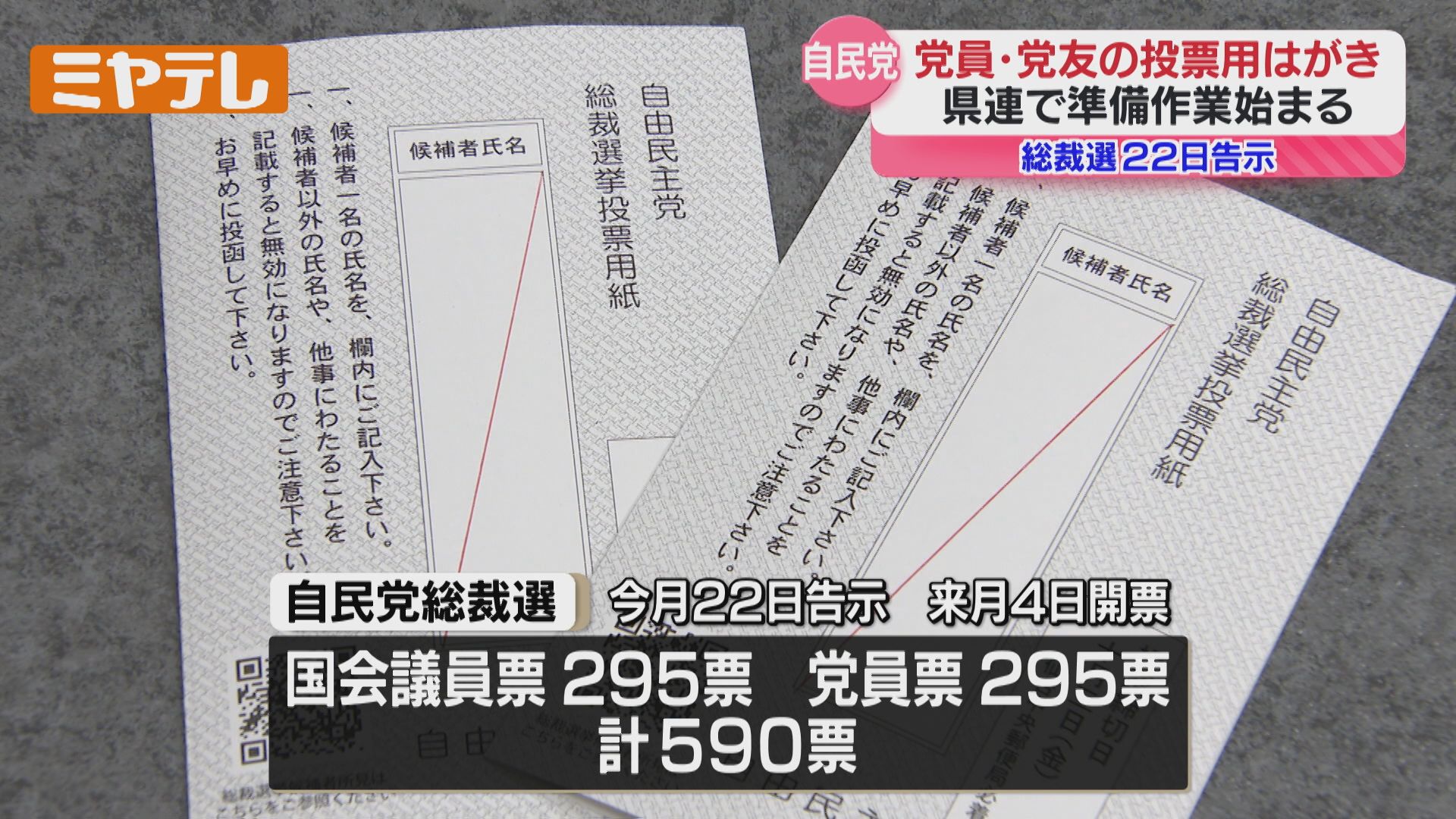 自民党・総裁選】党員らに送る投票用はがきの準備作業、22日告示