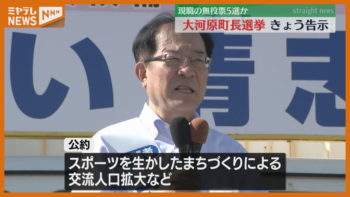 大河原町長選挙告示　5選めざす現職のみ届け出で無投票の公算大