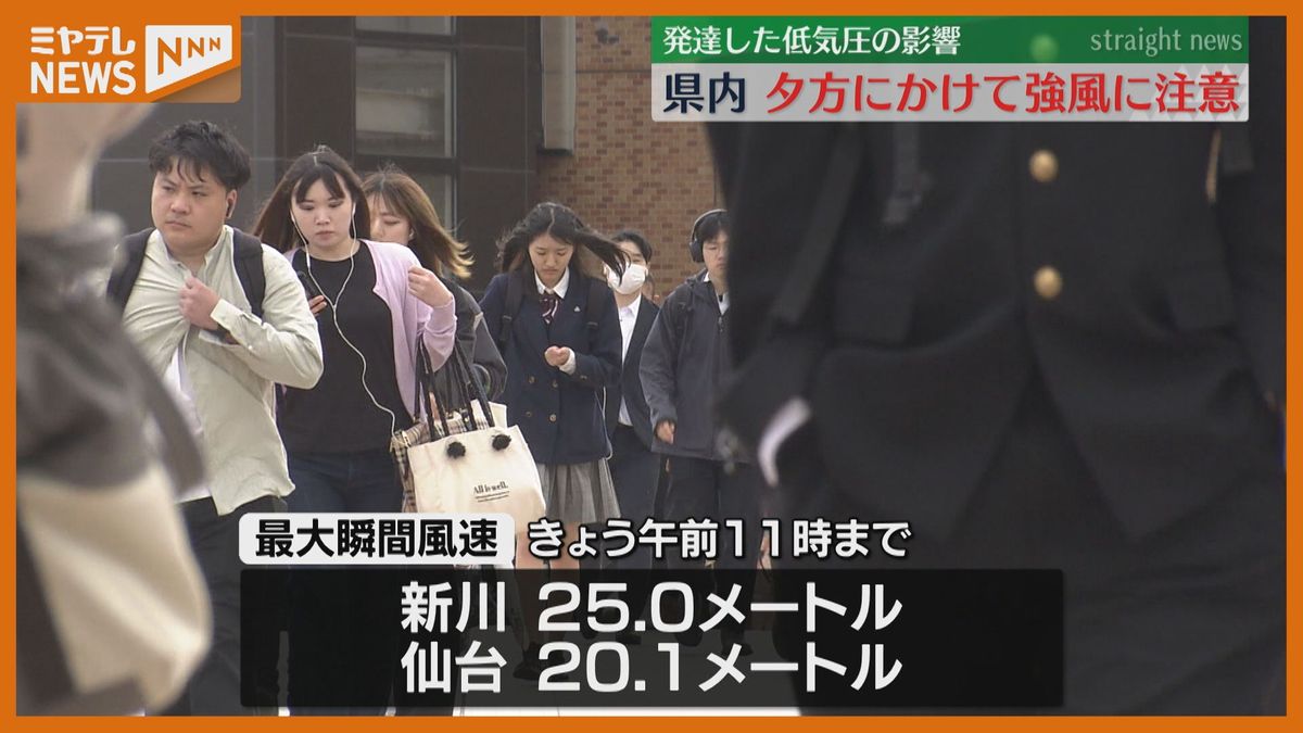 【強風】17日の宮城県内　午後も続く見込み　JR在来線の一部で<遅れ>