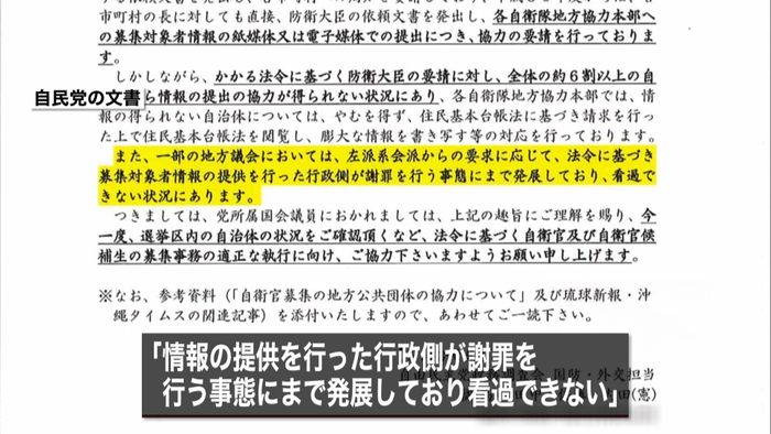 自衛官募集“自治体への確認要請”で追及