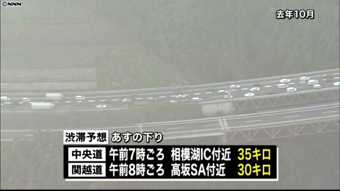 35キロも…3連休の高速道路の渋滞予想