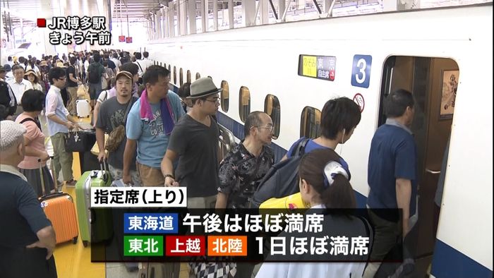 新幹線や空の便は?Uターンラッシュピーク