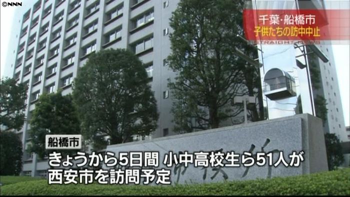 千葉・船橋市 小中高校生の訪中を中止
