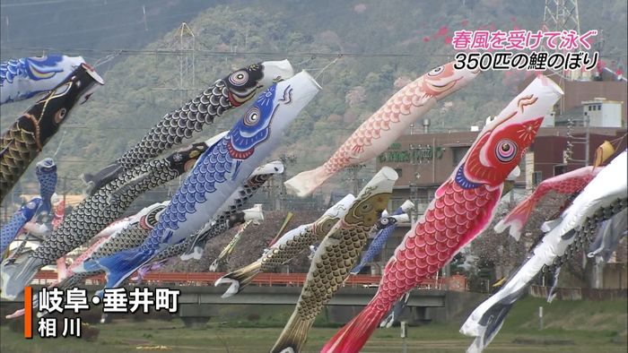 「鯉のぼり」春風受け気持ちよさそうに…