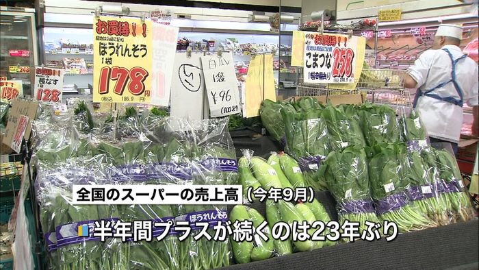 スーパー売上高 23年ぶり6か月連続増