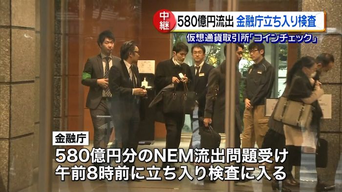 “仮想通貨580億円流出”で立ち入り検査