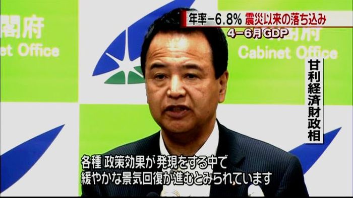 GDP減も甘利氏“緩やかな景気回復進む”