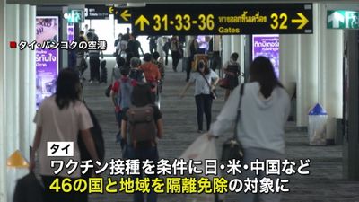 タイ 日本含む４６の国と地域の隔離免除へ