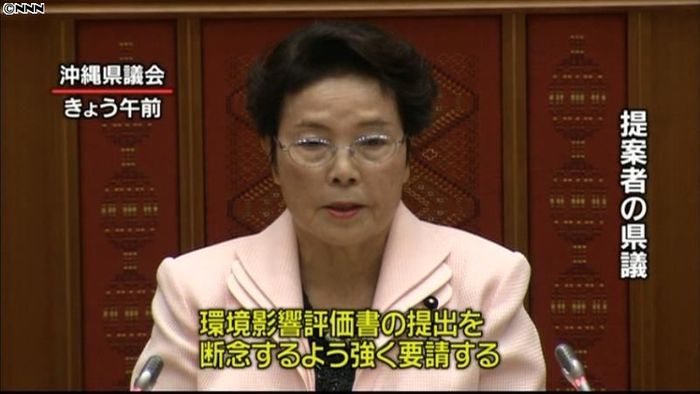政府は環境評価書の提出断念を~沖縄県議会
