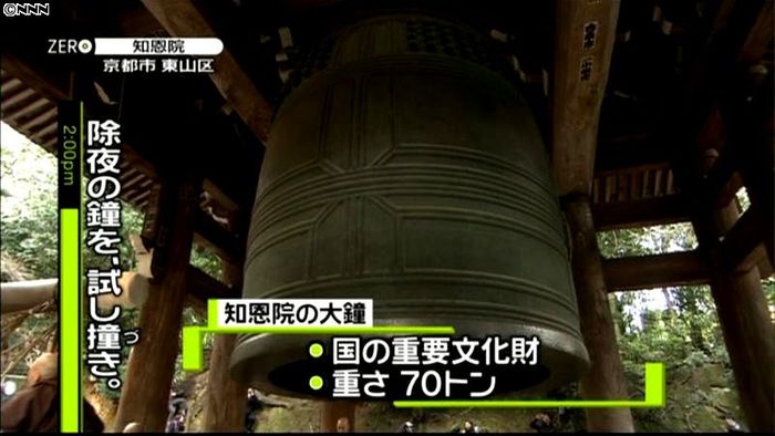 大みそかを前に…除夜の鐘「試し突き」京都