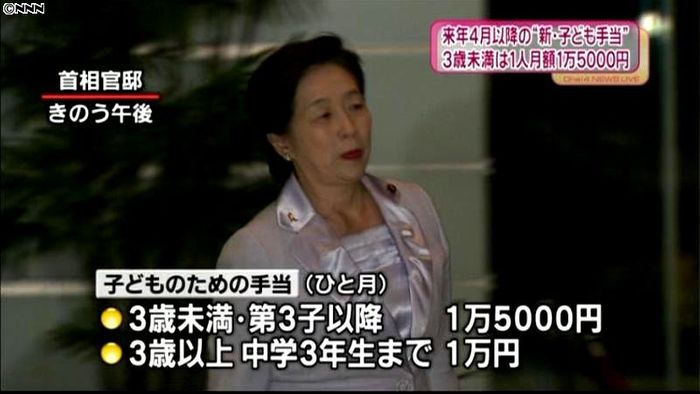 政府・民主党“新子ども手当”の詳細を決定