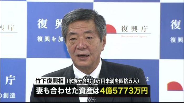 新閣僚の資産公開 第2次安倍改造内閣