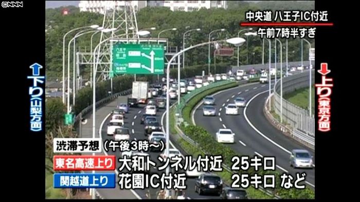 高速道路 4日午後からUターンラッシュか