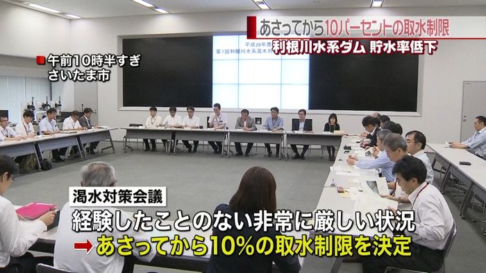 利根川流域1都5県 10%の取水制限へ
