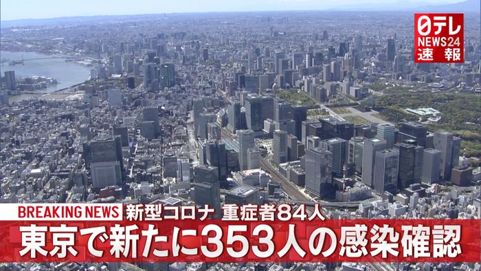 東京都　新たに３５３人の感染確認