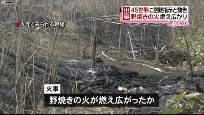 野焼きの火が燃え広がったか 盛岡山火事