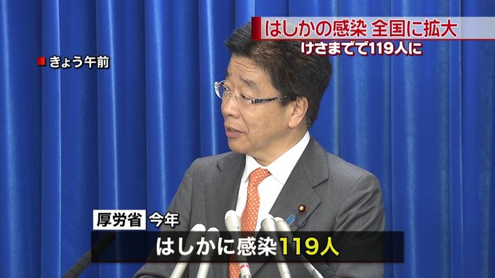 はしか拡大懸念 全国の感染者数119人に