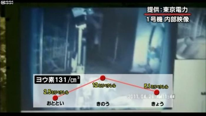 1号機、放射性物質の濃度変化を発表~東電
