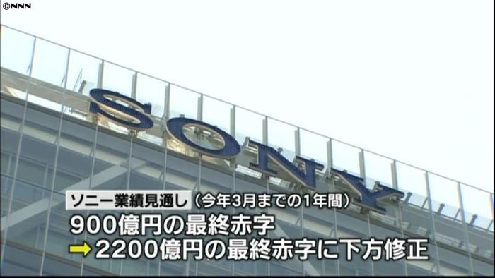 ソニー、最終赤字2200億円に