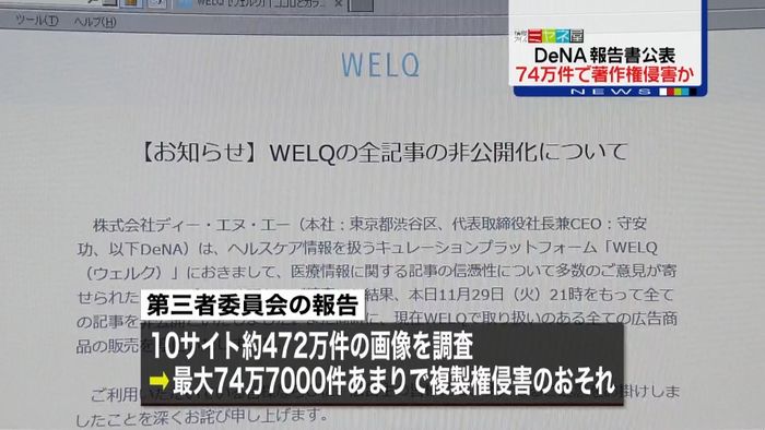 DeNA 最大74万件で著作権侵害か