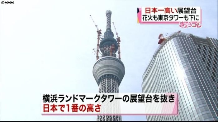スカイツリーの第1展望台、花火は眼下に!