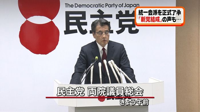 民主党 維新の党との統一会派結成を了承