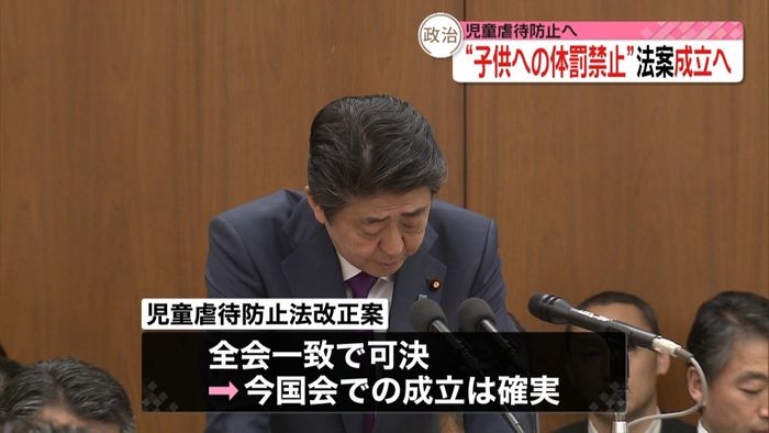 児童虐待防止のための法案 全会一致で可決