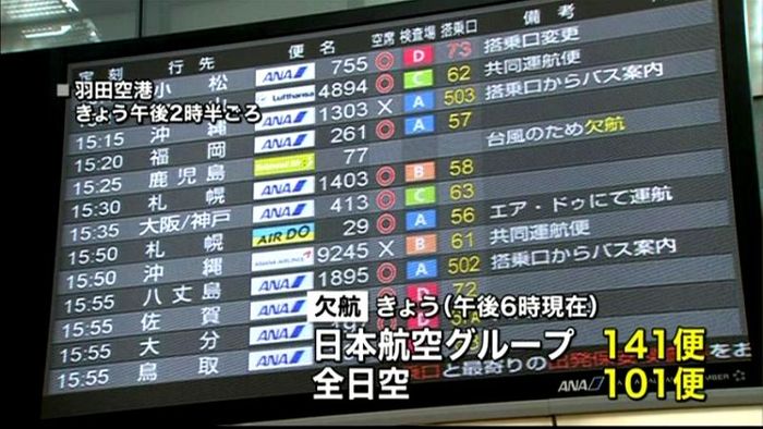 空の便 沖縄、九州エリア発着便中心に欠航